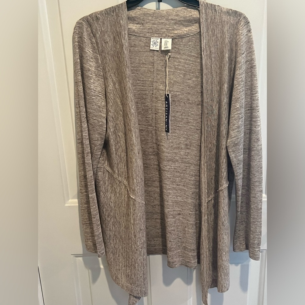 Long linen sweater tan/light brown Artisan NY brand size M